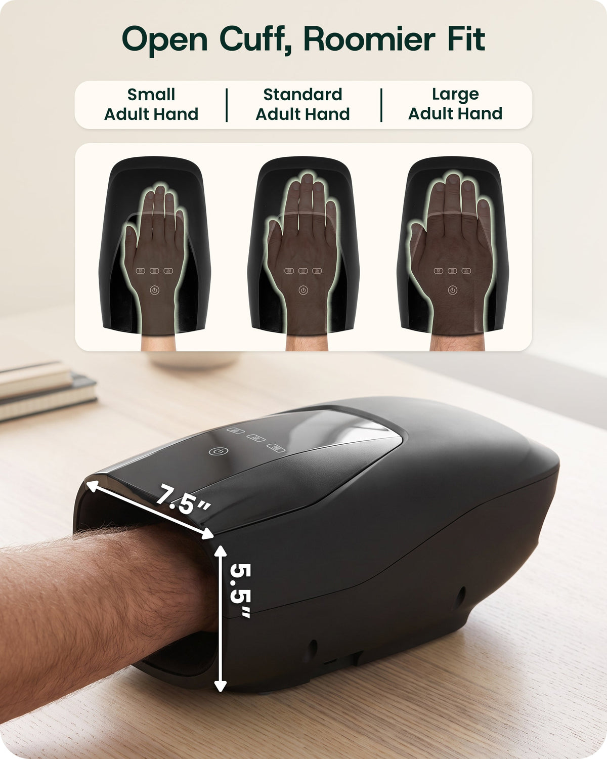Lunix LX29 Hand Massager with Heat and Air Compression, Charcoal Black