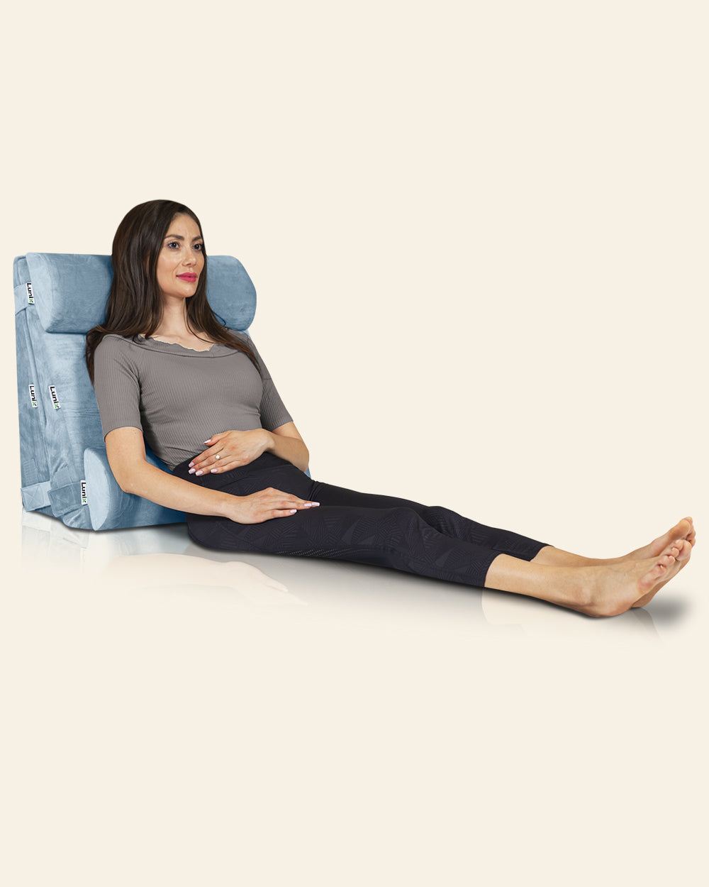 Lunix LX8 4-Piece Wedge Pillow Set for Nighttime Comfort and Rest, Cloud Gray