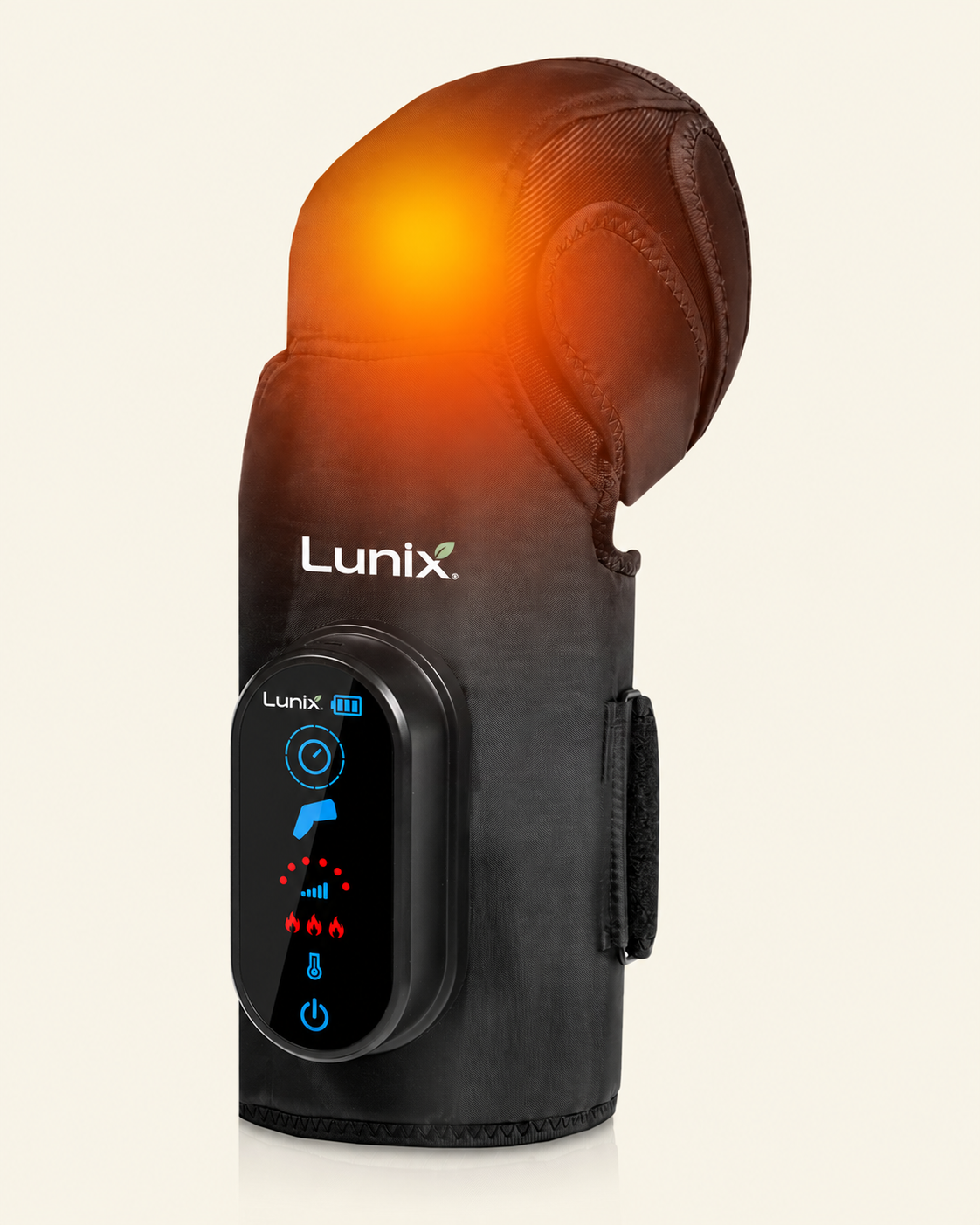 Lunix LX4 Cordless Knee Compression Massager with Heat, Charcoal Black