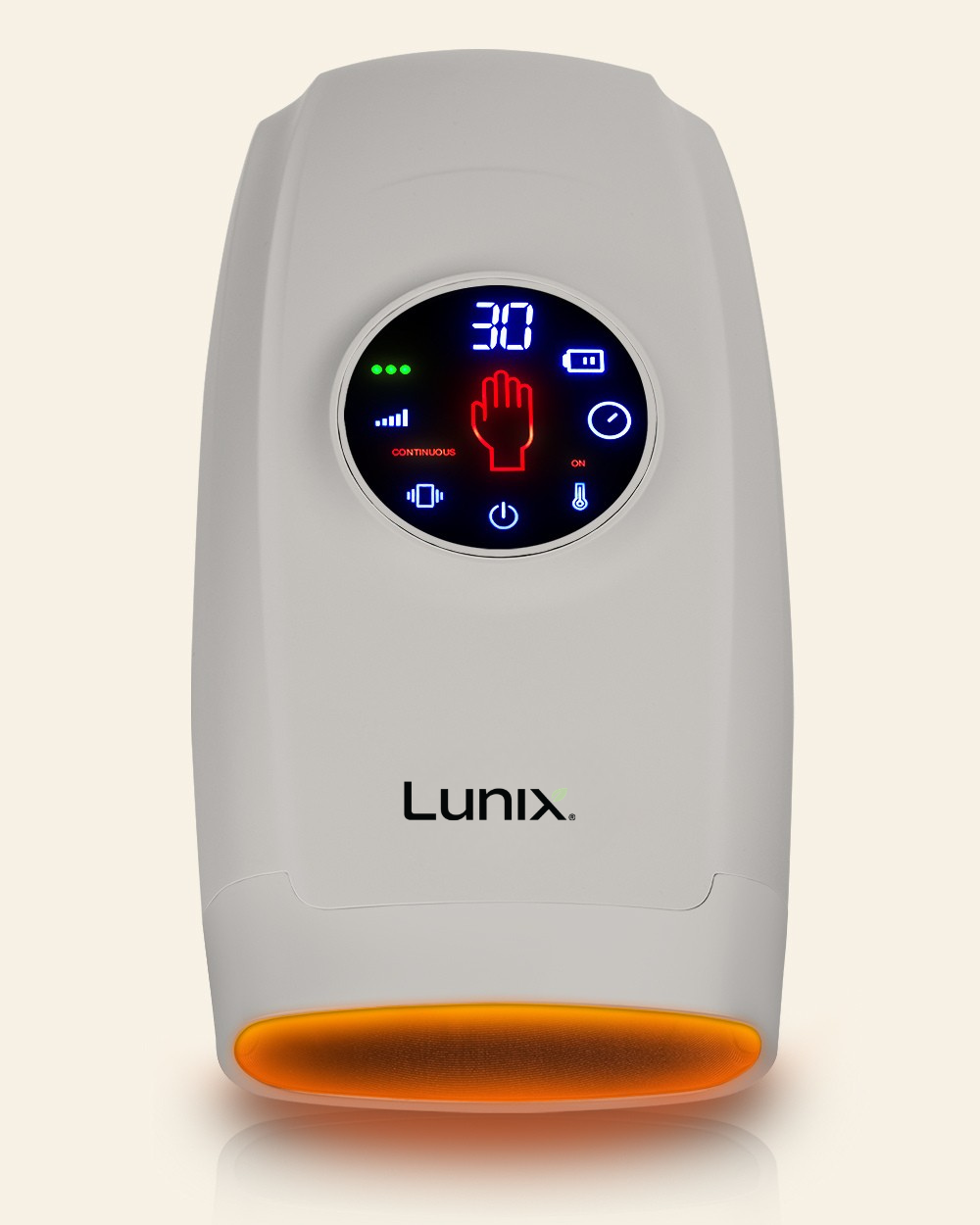 Lunix LX7 LCD Touchscreen Heated Air Compression Hand Massager, Cloud Gray