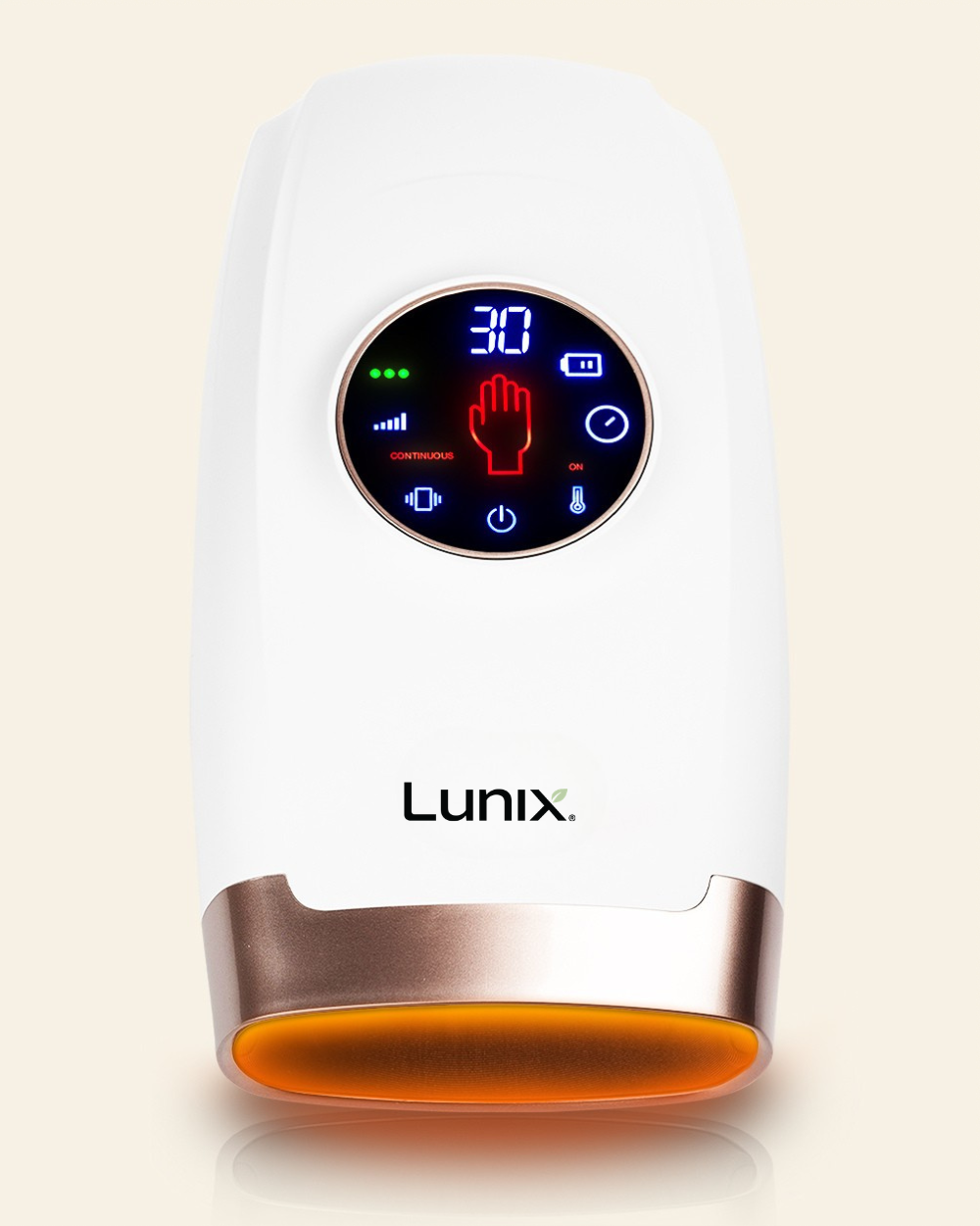 Lunix LX7 LCD Touchscreen Heated Air Compression Hand Massager, Lunar White