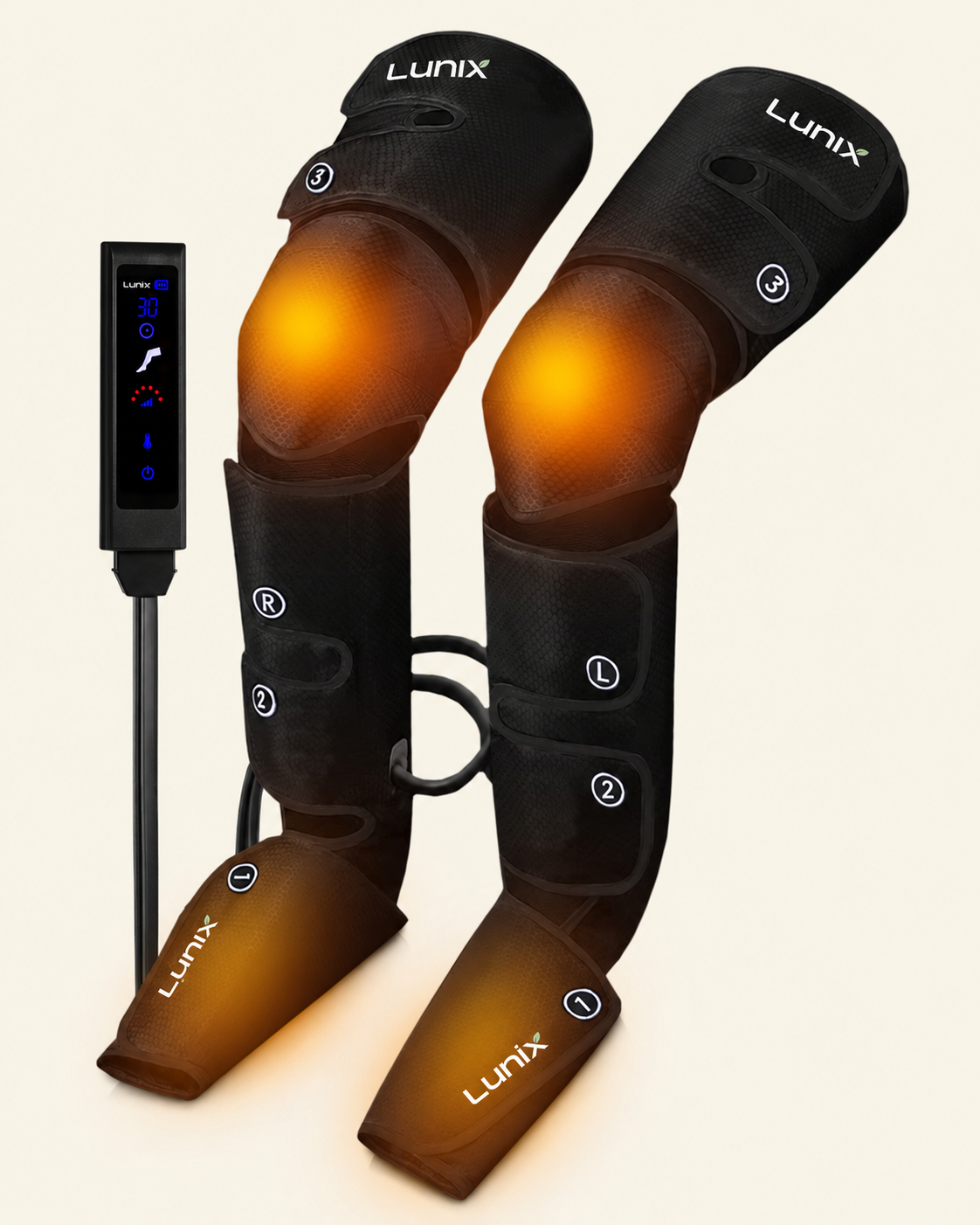 Lunix LX10 Full Leg Compression Massager with Hot and Cold Pack, Charcoal Black