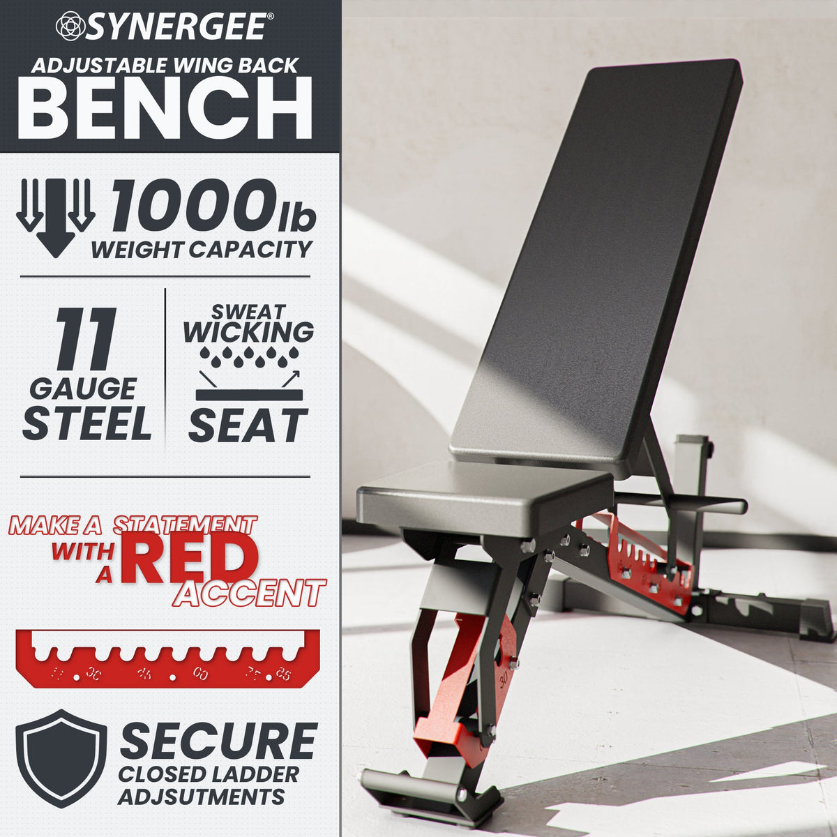 Synergee Adjustable Wing Back Bench