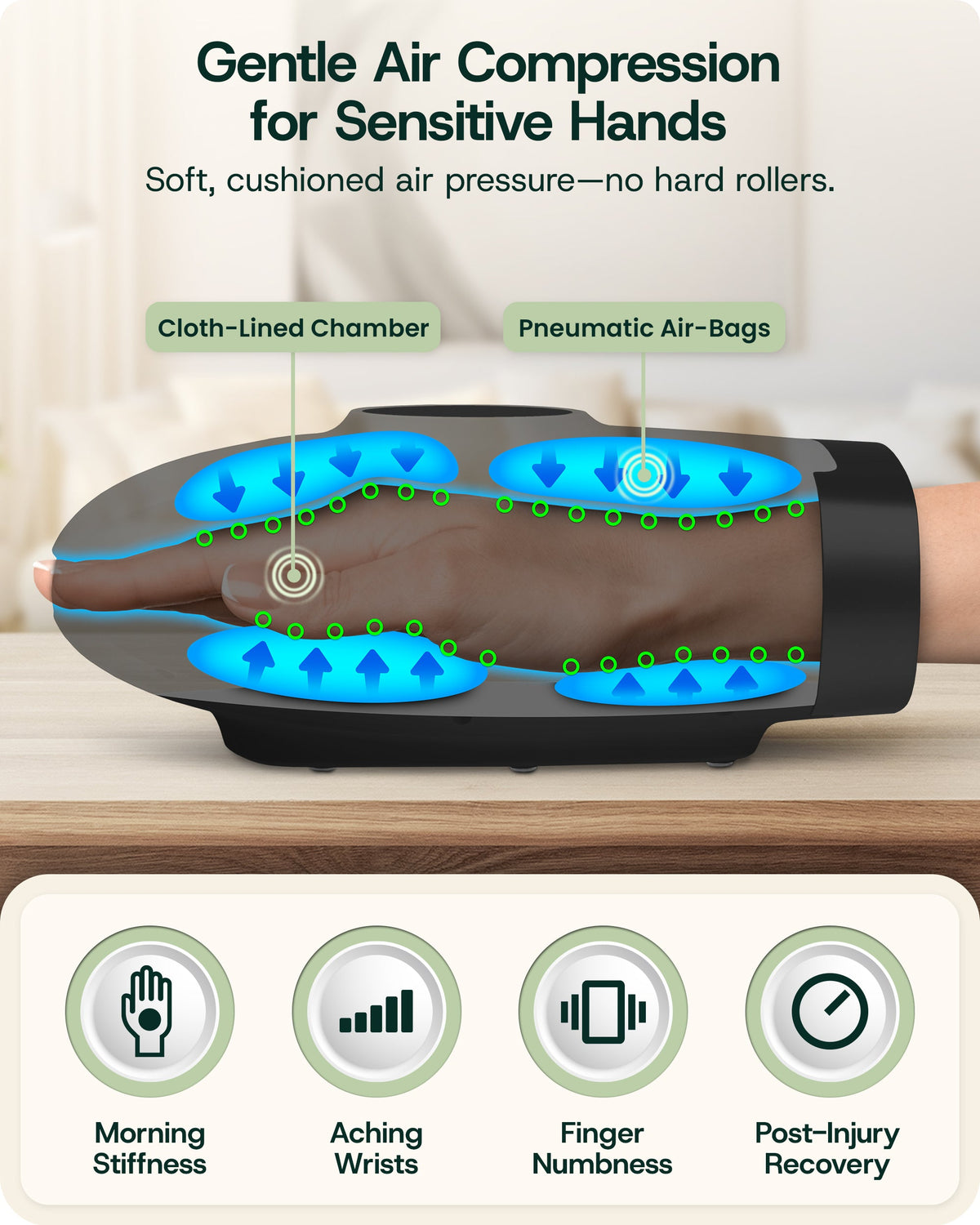 Lunix LX37 Touchscreen Red Light Hand Massager, Charcoal Black