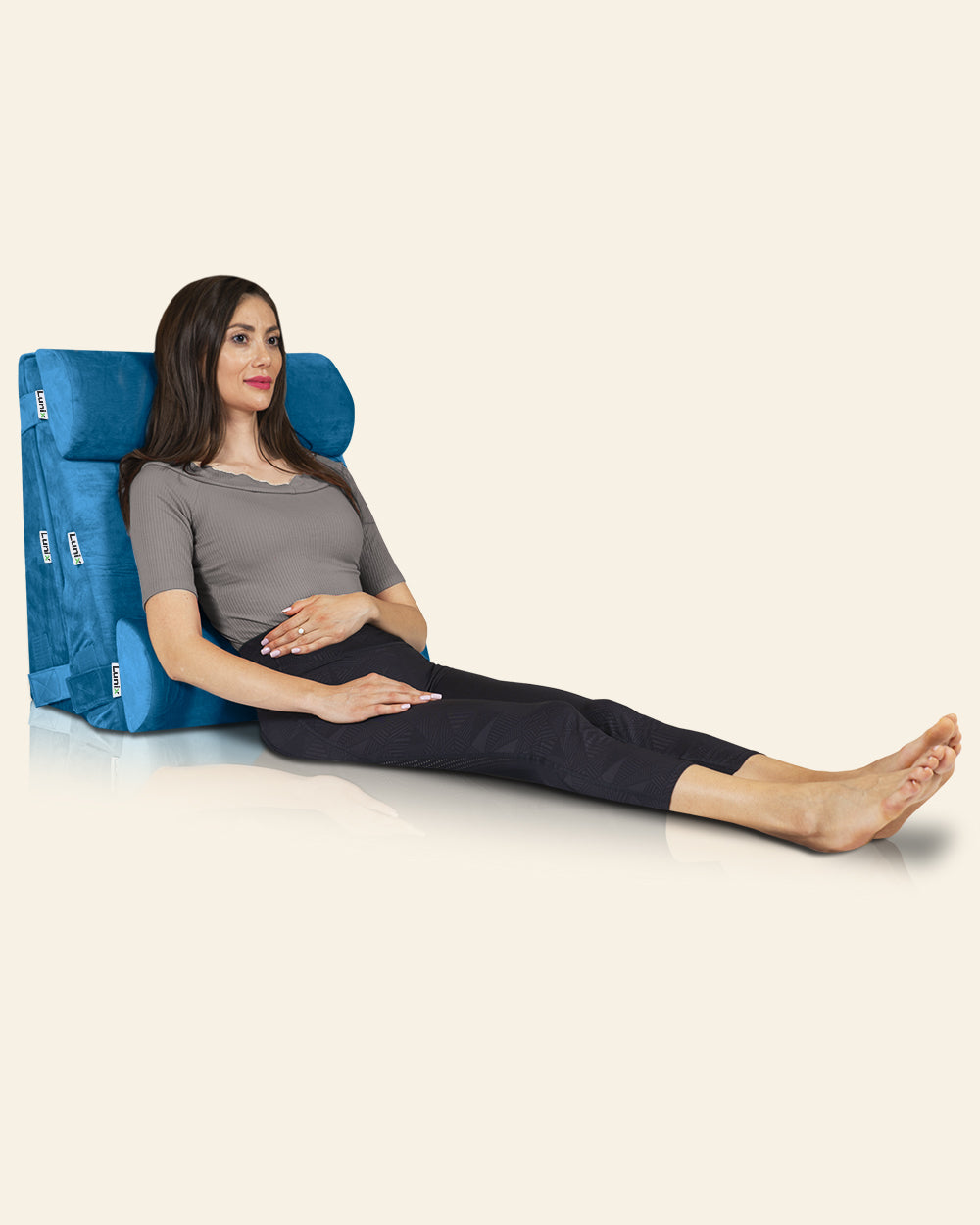 Lunix LX8 4-Piece Wedge Pillow Set for Nighttime Comfort and Rest, Ocean Blue