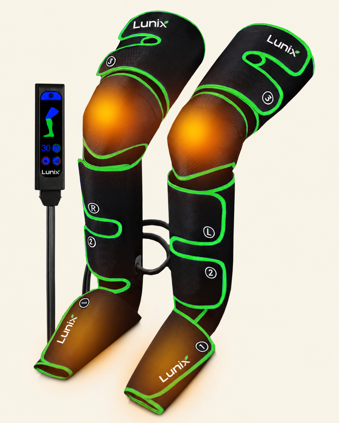 Lunix LX10 Full Leg Compression Massager Upgraded with Hot and Cold Pack,, Forest Green