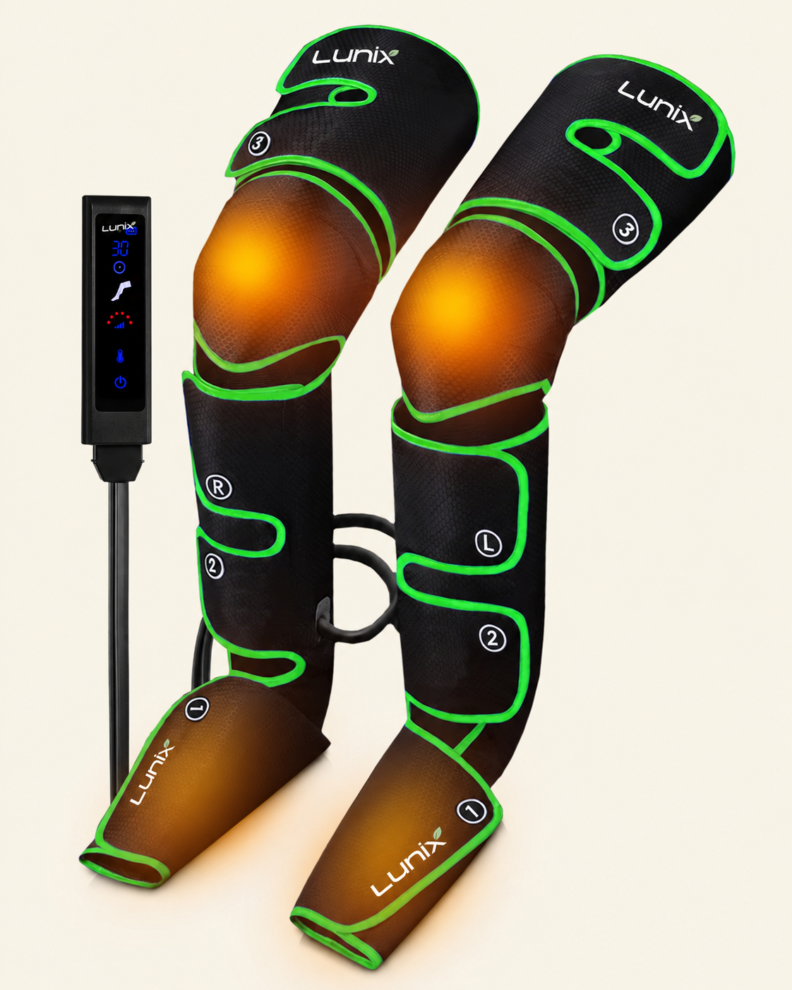 Lunix LX10 Full Leg Compression Massager with Hot and Cold Pack, Forest Green
