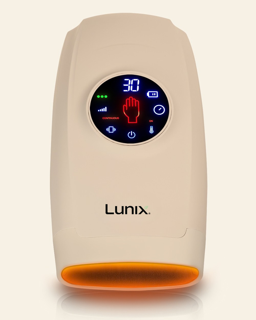 Lunix LX7 LCD Touchscreen Heated Air Compression Hand Massager, Sand Beige