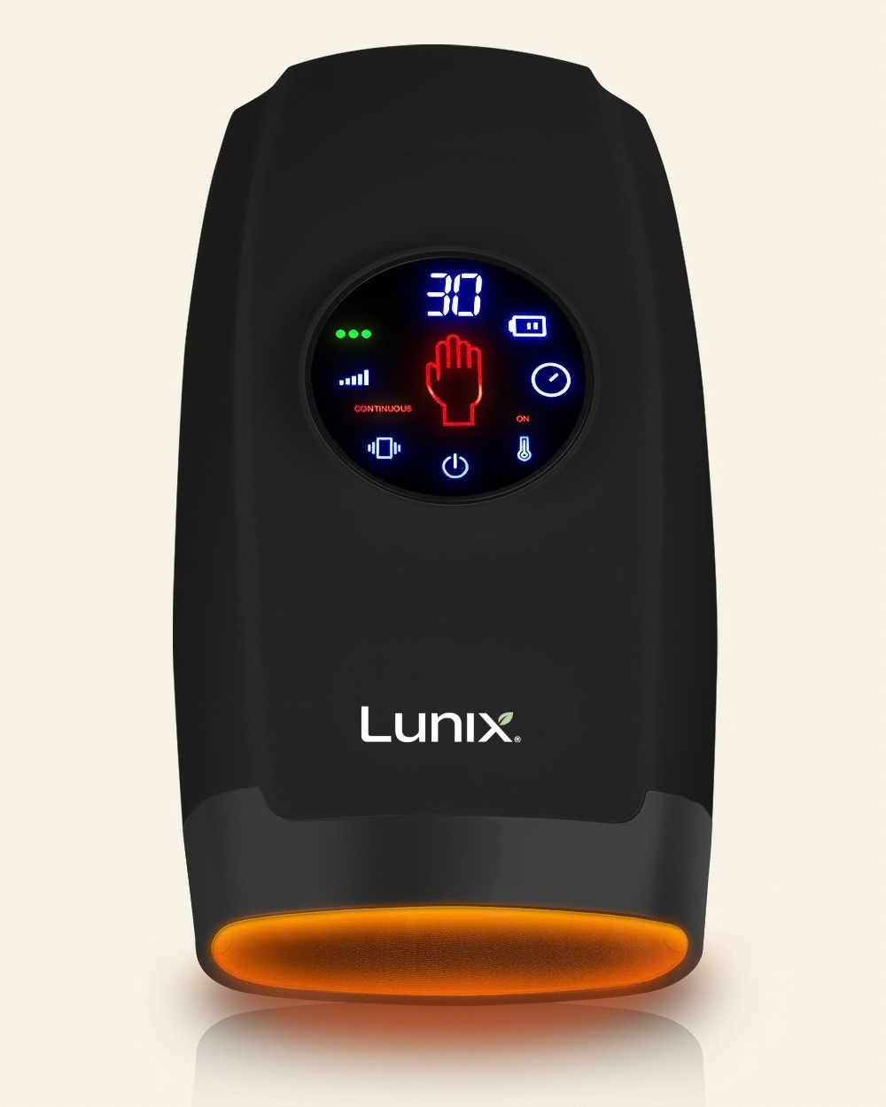 Lunix LX7 LCD Touchscreen Heated Air Compression Hand Massager, Charcoal Black